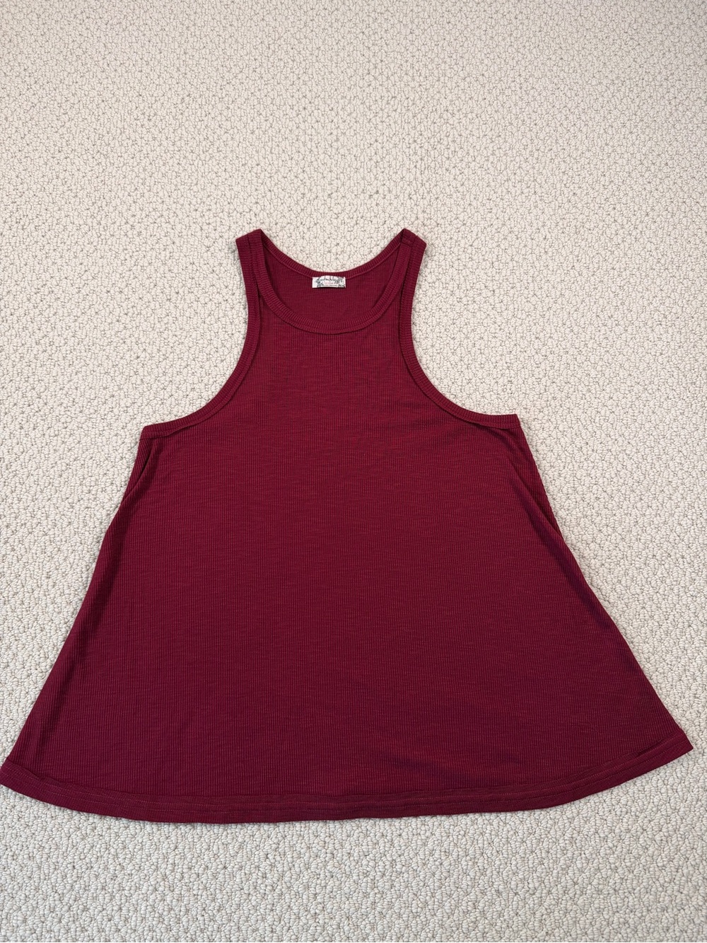 Intimately by Free People Ribbed Swing Tank Top - Burgundy